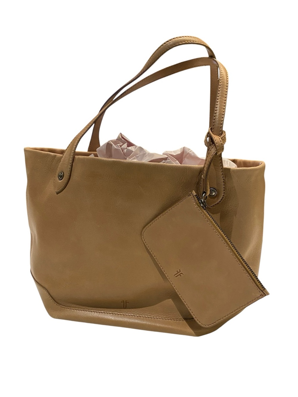 Frye Kenzie Leather Tote Bag Beige
